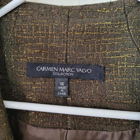 Carmen Marc Valvo Olive Green Embelished Evening Jacket size 16 - Picture 6 of 10